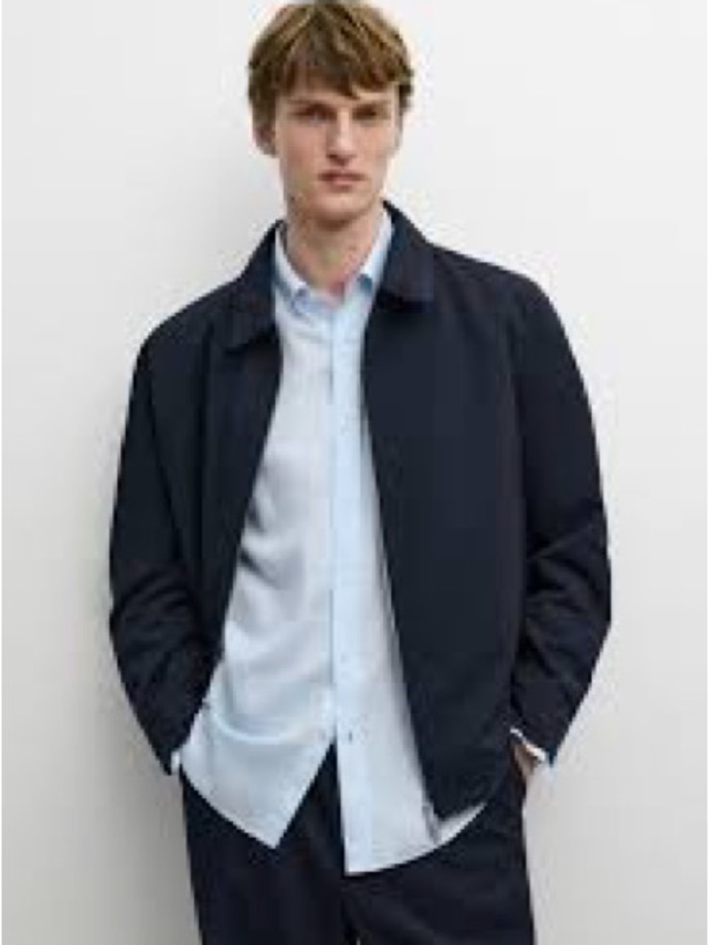 Massimo Dutti Dark Navy Lightweight Shirt Jacket